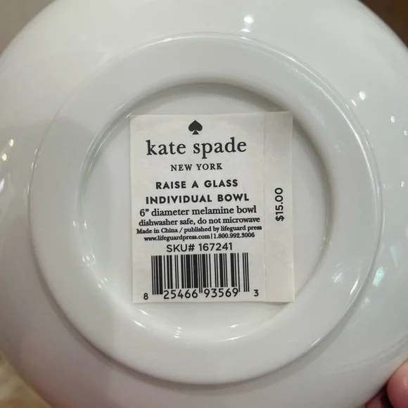 Kate Spade White Melamine 6” Bowls with black polka dots (Pink Label). Set of 4 - Picture 3 of 5
